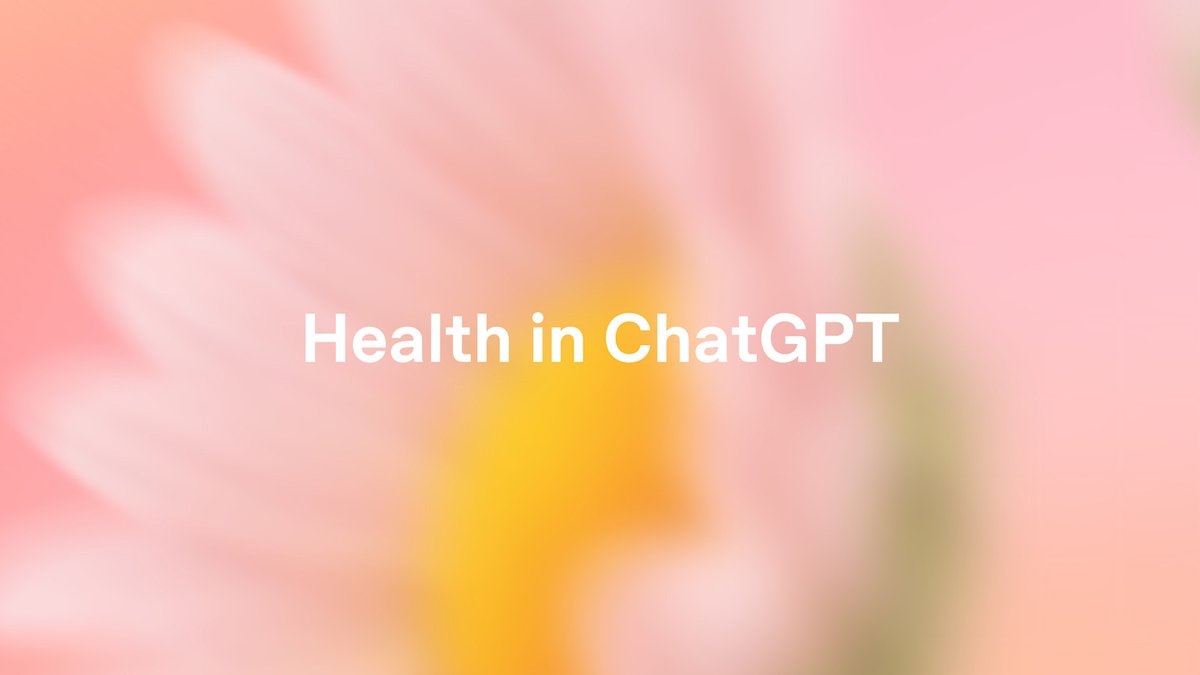 Visuel officiel Health in ChatGPT sur fond de fleur rose