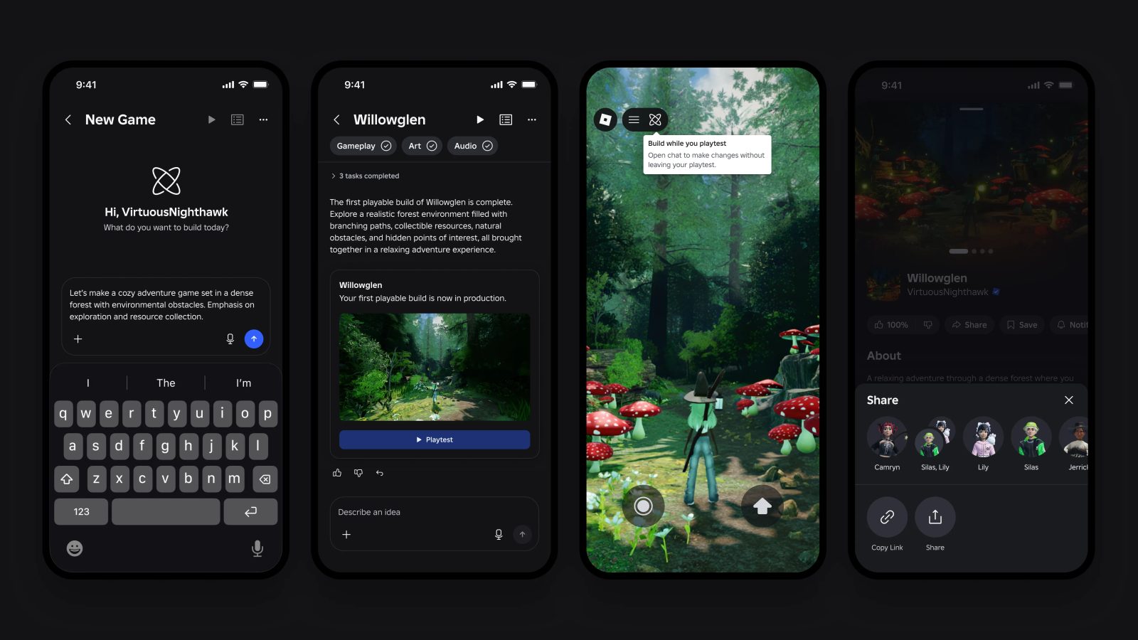 Illustration de l'outil de création de jeux Build sur l'application mobile Roblox