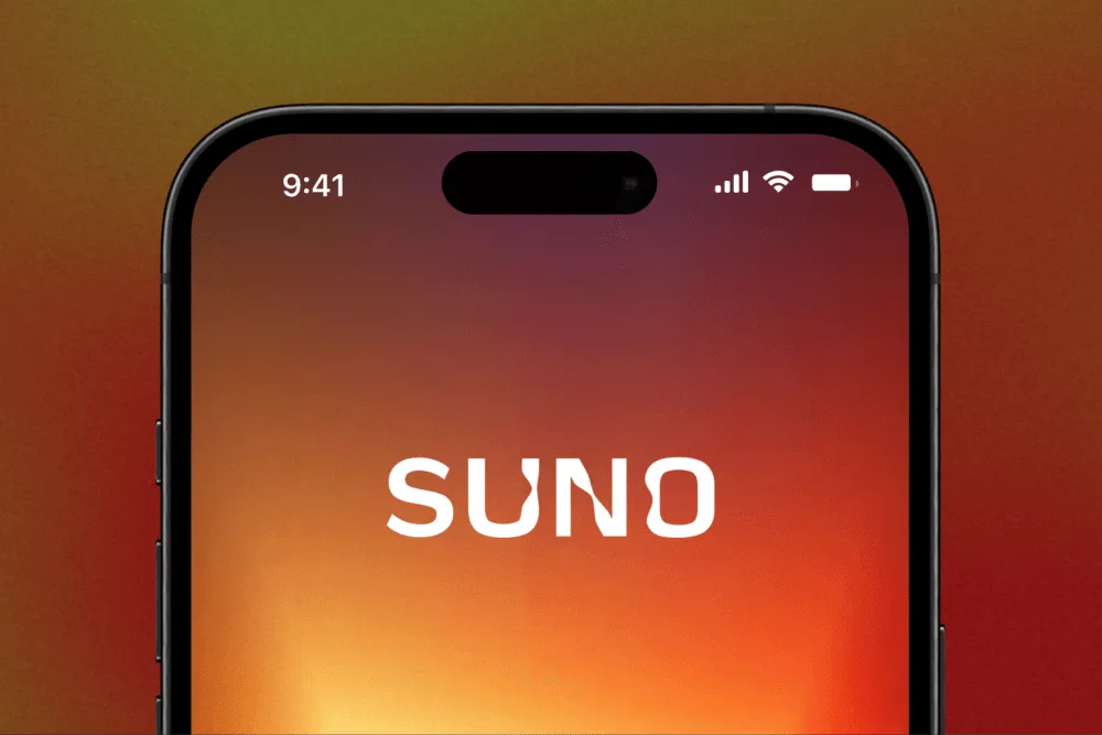 Logo de Suno, application de génération de musique par intelligence artificielle.