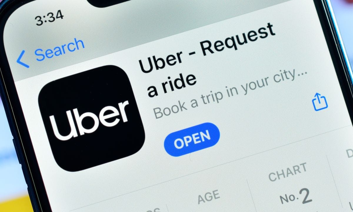 L'application Uber sur l'écran d'un smartphone