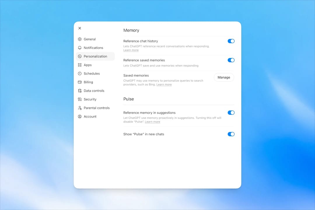 Interface de la mémoire Dreaming V3 de ChatGPT par OpenAI